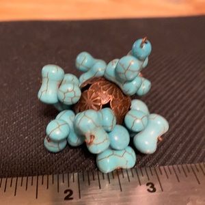 Christmas bead ball ornament had made one of a kind turquoise bead